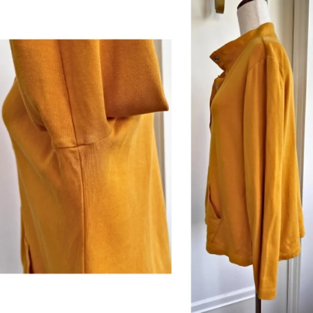 ISAAC MIZRAHI LIVE! Snap Henley Knit Pullover in Mustard Yellow Size L - Picture 6 of 14